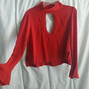 🌈Vintage🌈 1960's style Red/Orange bell sleeve top